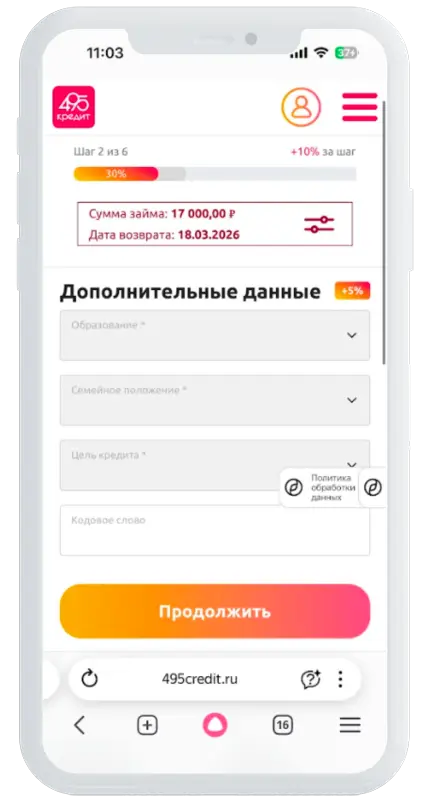 Дополнительная информация в 495 Кредит