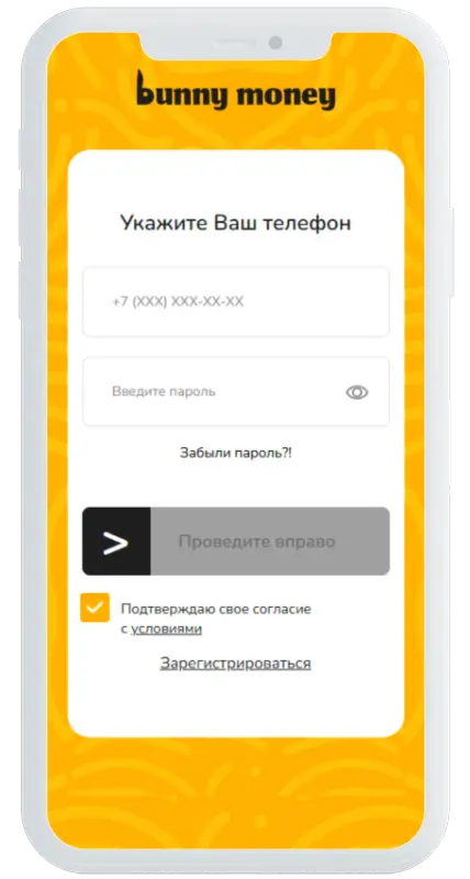 Анкета для займа в Bunny Money