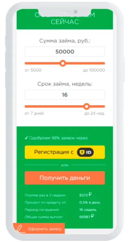 Калькулятор займов в Целевые Финансы
