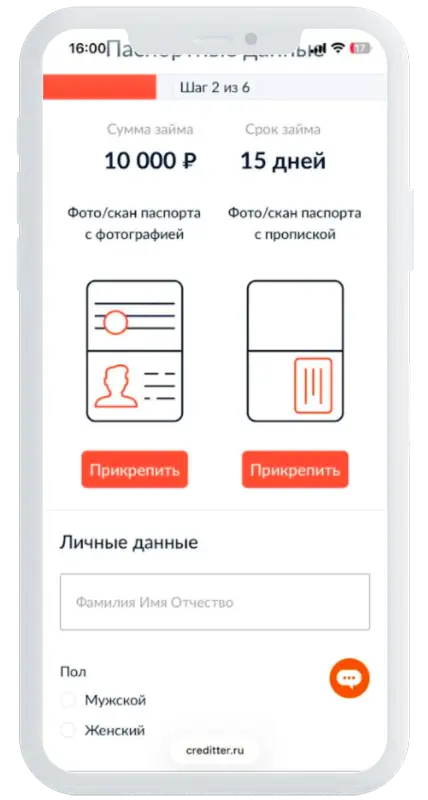 Паспорт в Кредиттер