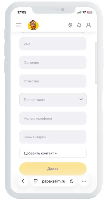 Дополнительные сведения в Папа Займ