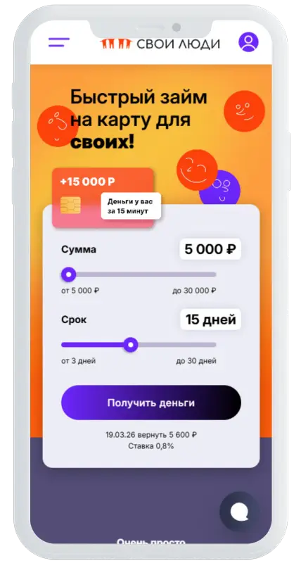 Калькулятор займов в Свои Люди