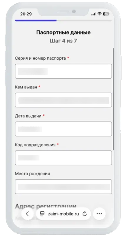 Обработка заявки в Займ Мобайл
